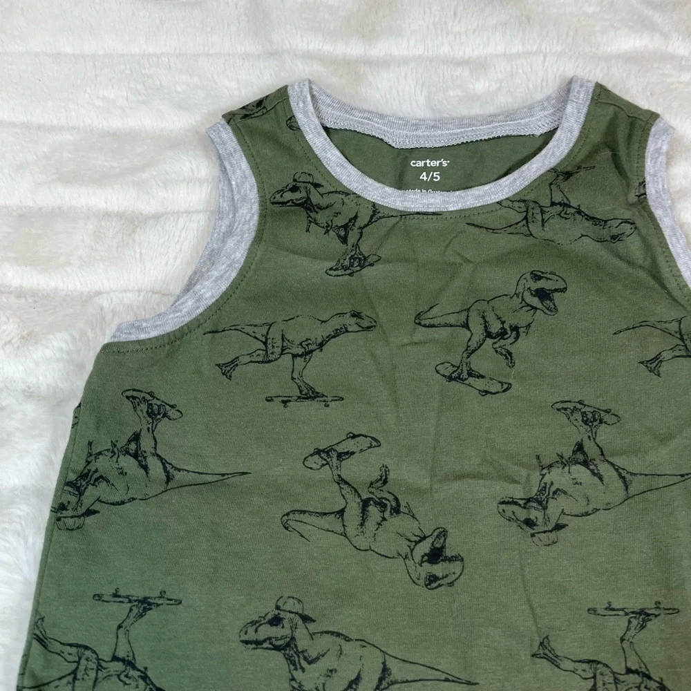 NWT Carters Boys 4/4 Girls School Fall Spring Dino Skateboard T-Rex Slater Tank